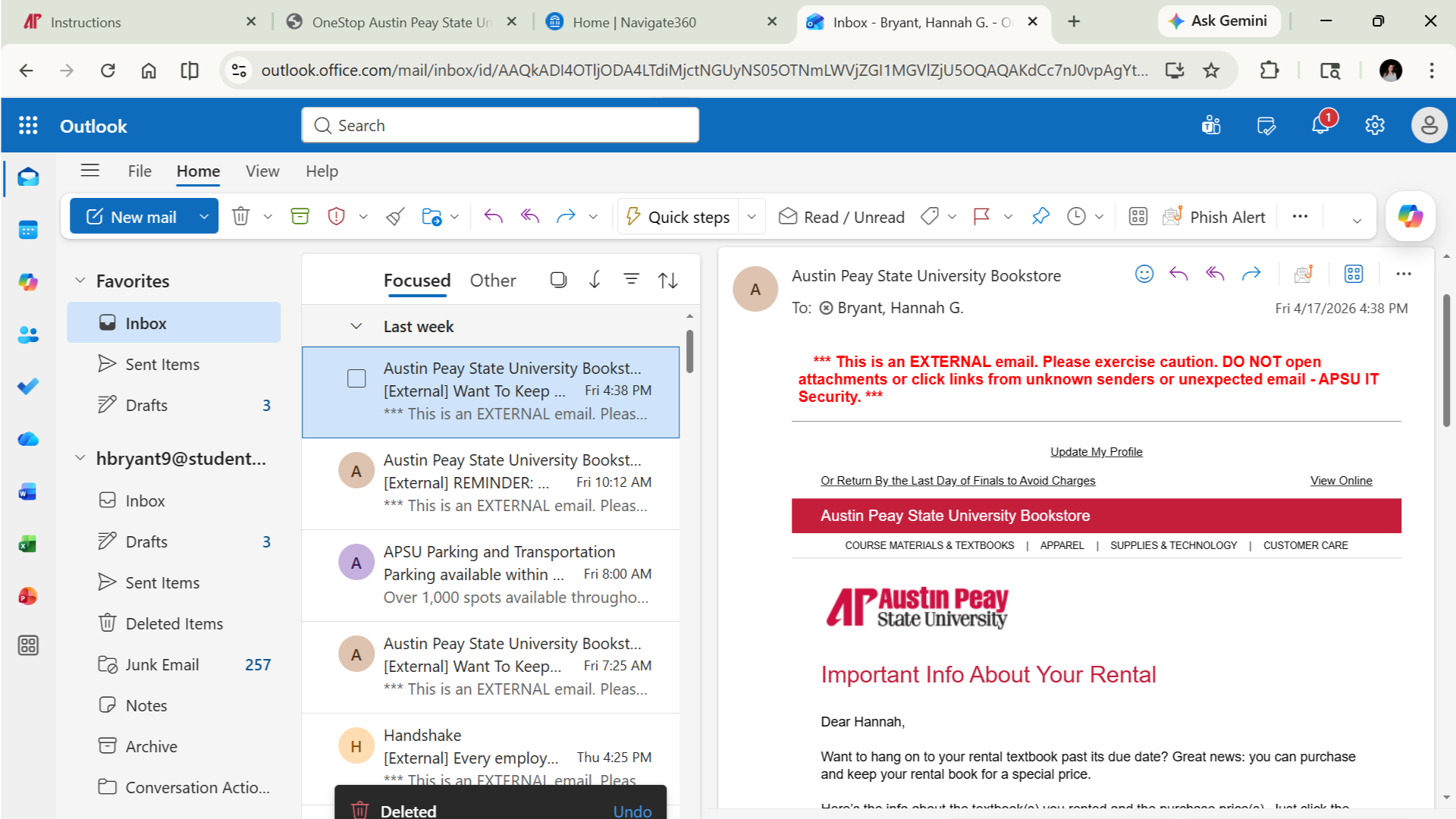 Show the email inbox or campus mail login screen.
